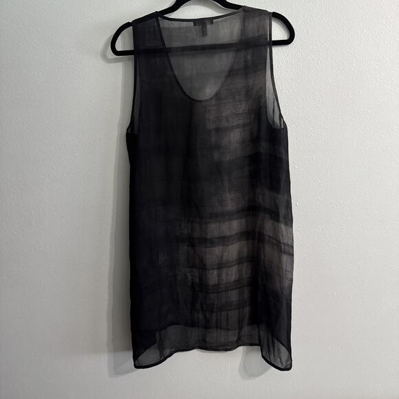 Eileen Fisher 100% Silk Georgette Crepe Long Tunic Sleeveless Top Sheer Medium - Picture 4 of 4
